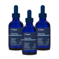 Trace Minerals Mega-Mag bottle on kitchen counter for daily energy support