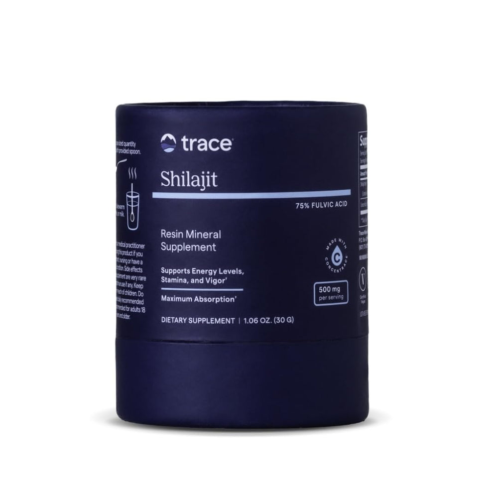 Trace Minerals Shilajit Resin bottle close-up highlighting energy and immune support