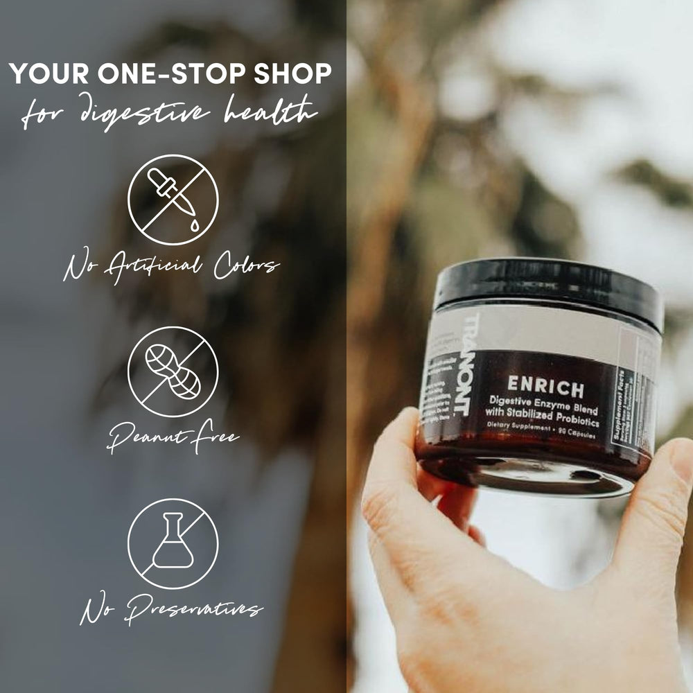 Tranont Enrich sugar-free capsules highlighting daily, guilt-free use.
