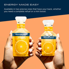 Open sachet of Transcend Orange Gel showing smooth texture for fast absorption.