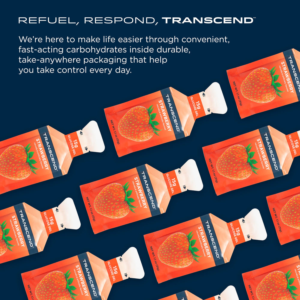 Transcend Gel ingredients label shown for transparency and gluten-free assurance.