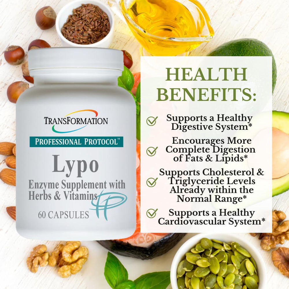 Transformation Enzymes Lypo ingredients label highlighting antioxidants and minerals.