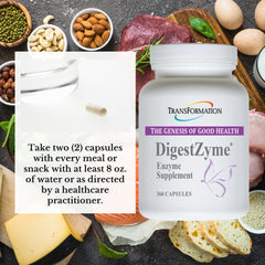 TRANSFORMATION DigestZyme label view–natural ingredients for digestive comfort.