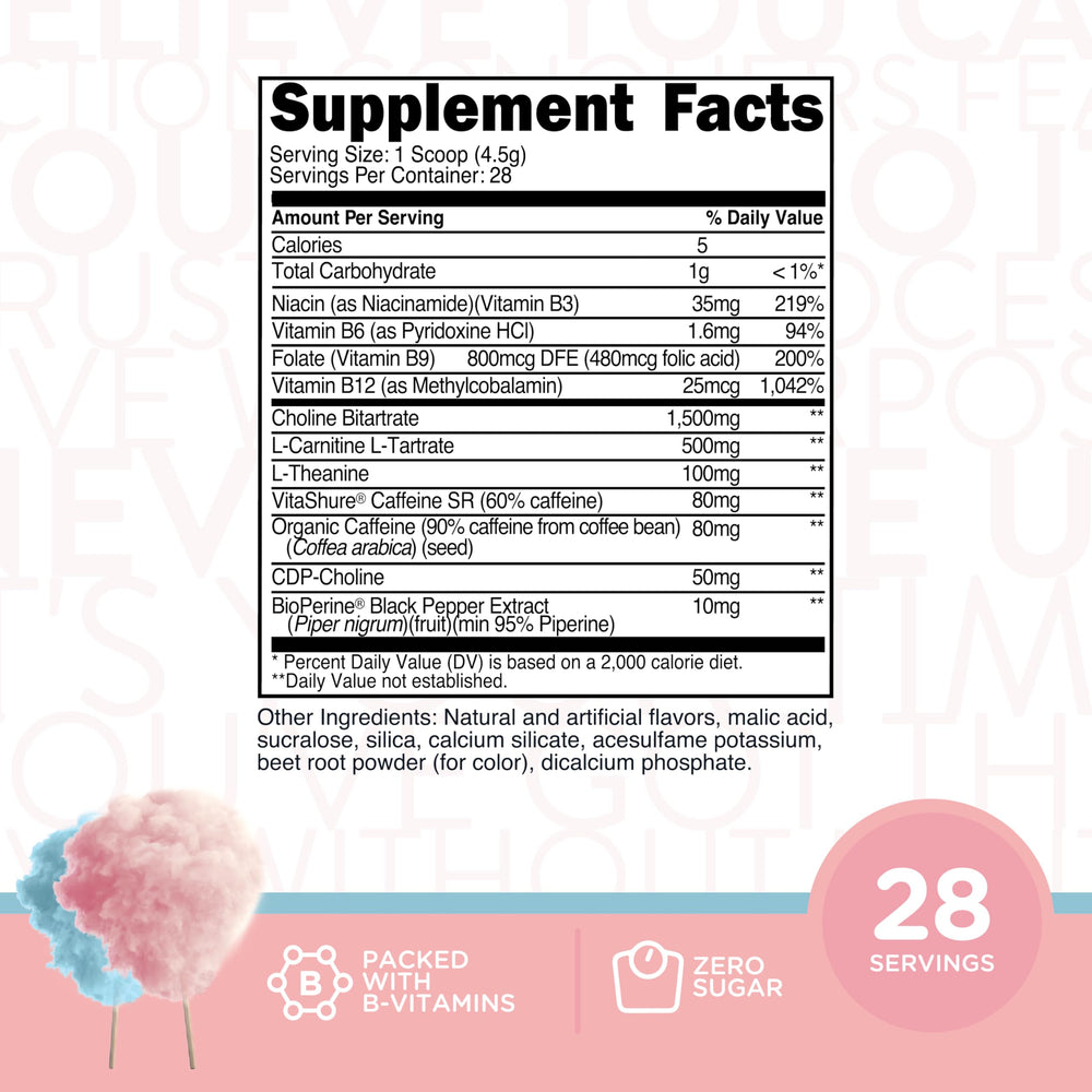 TransformHQ Energy & Focus Powder cotton candy powder-dispense for quick mixing and energy