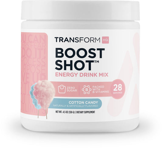 TransformHQ Energy & Focus Powder cotton candy tub for smooth, sustained energy