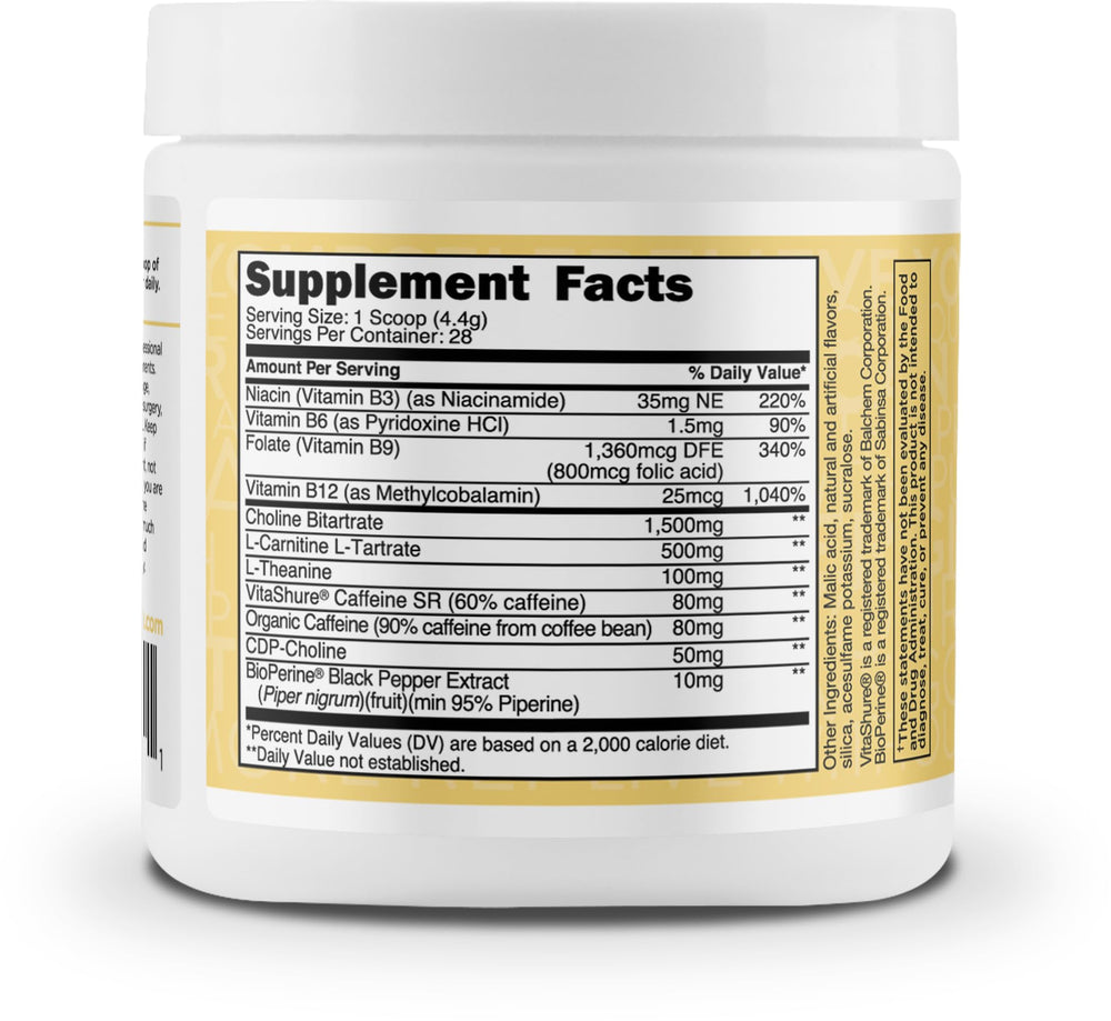 TransformHQ Energy and Focus Powder glass shows a ready-to-drink pina colada mix.
