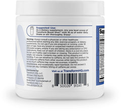 TransformHQ energy scoop measuring blue raspberry powder for precise serving