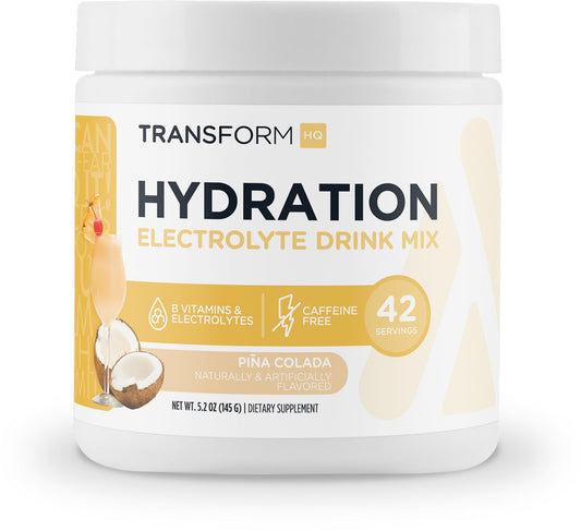 TransformHQ Hydration pina colada bottle supports daily electrolytes intake for hydrated days.