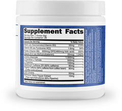 Close-up of TransformHQ ingredient label highlighting caffeine and gluten-free formula