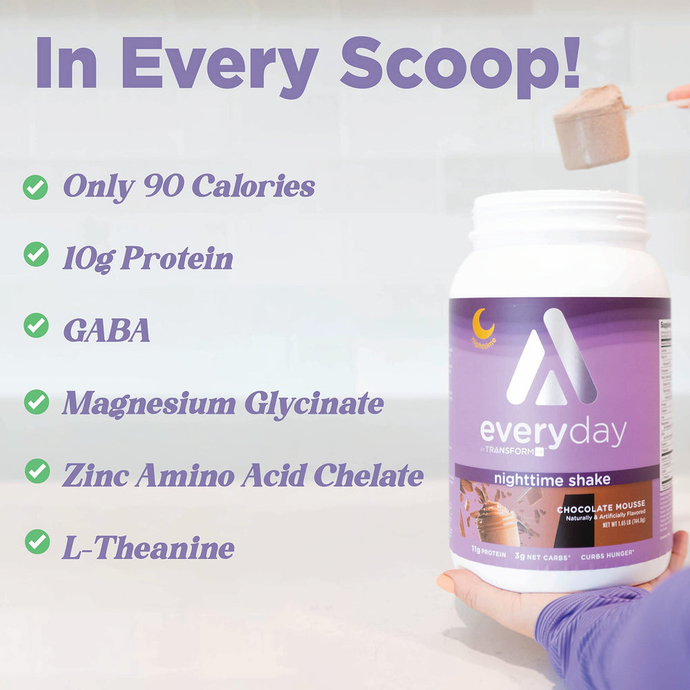 TransformHQ Nighttime Shake measuring spoon ready for convenient serving.