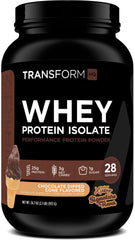 TransformHQ Whey Protein Isolate chocolate dipped cone tub front view for post-workout fueling.