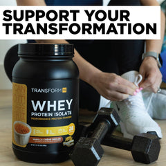 TransformHQ chocolate whey shake in glass emphasizing easy mixing and taste