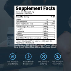 Label of Transparent Labs BCAA Glutamine shows vegan, non-GMO, gluten-free formulation.