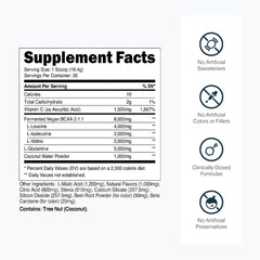 Transparent Labs BCAA Glutamine Tropical Punch mix glass demonstrates hydration during workouts.