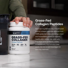 Transparent Labs collagen peptides powder chocolate scoop highlights 22g per serving for strong collagen intake.