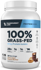 Transparent Labs Grass-Fed Whey Isolate bottle shows clean, gluten-free protein for post-workout fueling.