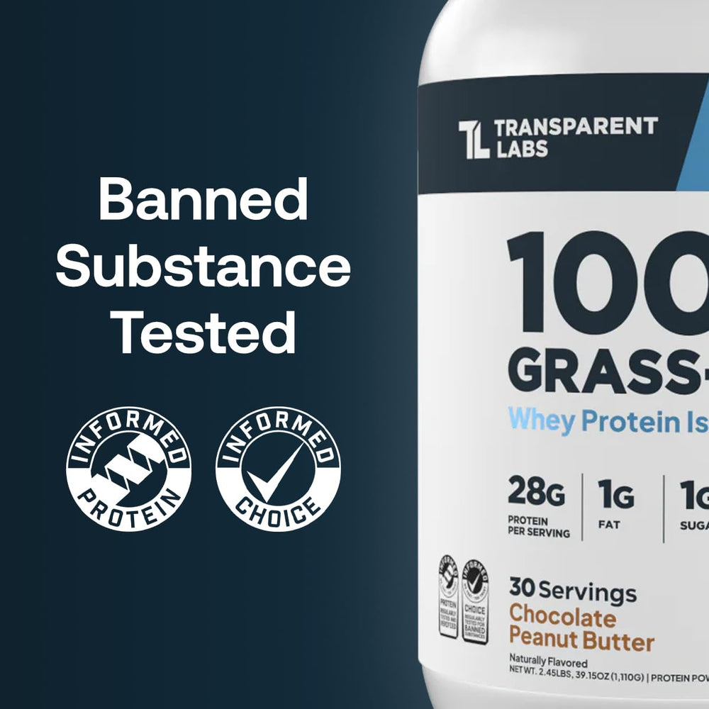 Scoop of Transparent Labs grass-fed whey protein isolate for convenient serving
