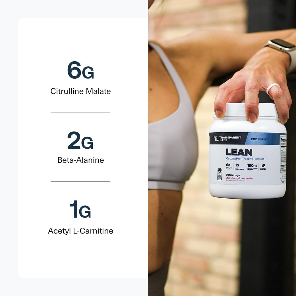 Transparent Labs Lean Pre-Workout acetyl-l-carnitine visual signals energy metabolism for training.