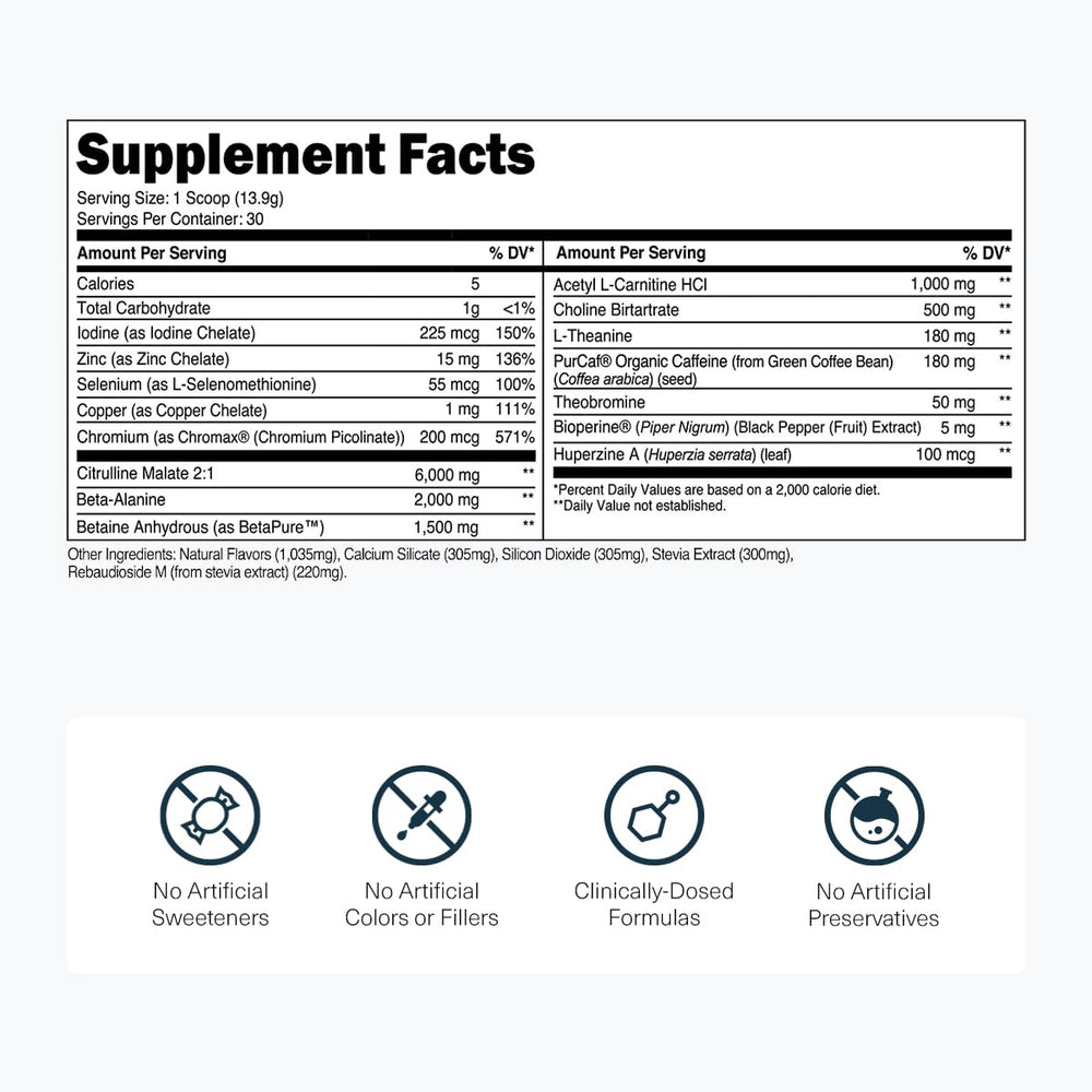 Transparent Labs Lean Pre-Workout blue raspberry label signals clean energy and flavor.