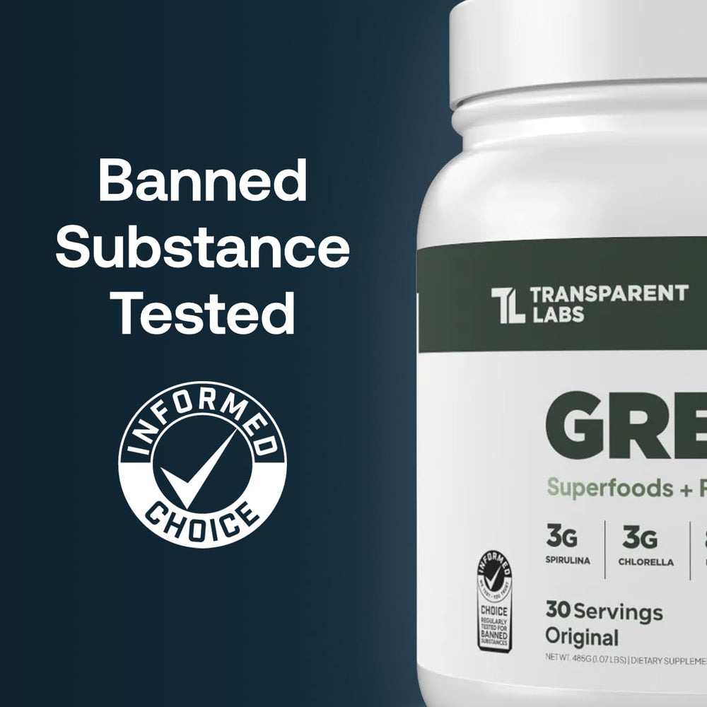 Transparent Labs Prebiotic Greens bottle on a desk offers a convenient daily wellness option.