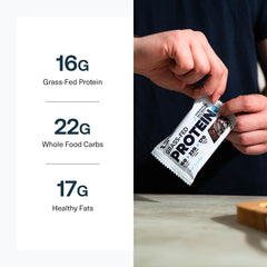Transparent Labs Protein+ Bars on-the-go lifestyle scene suggests quick energy snack.