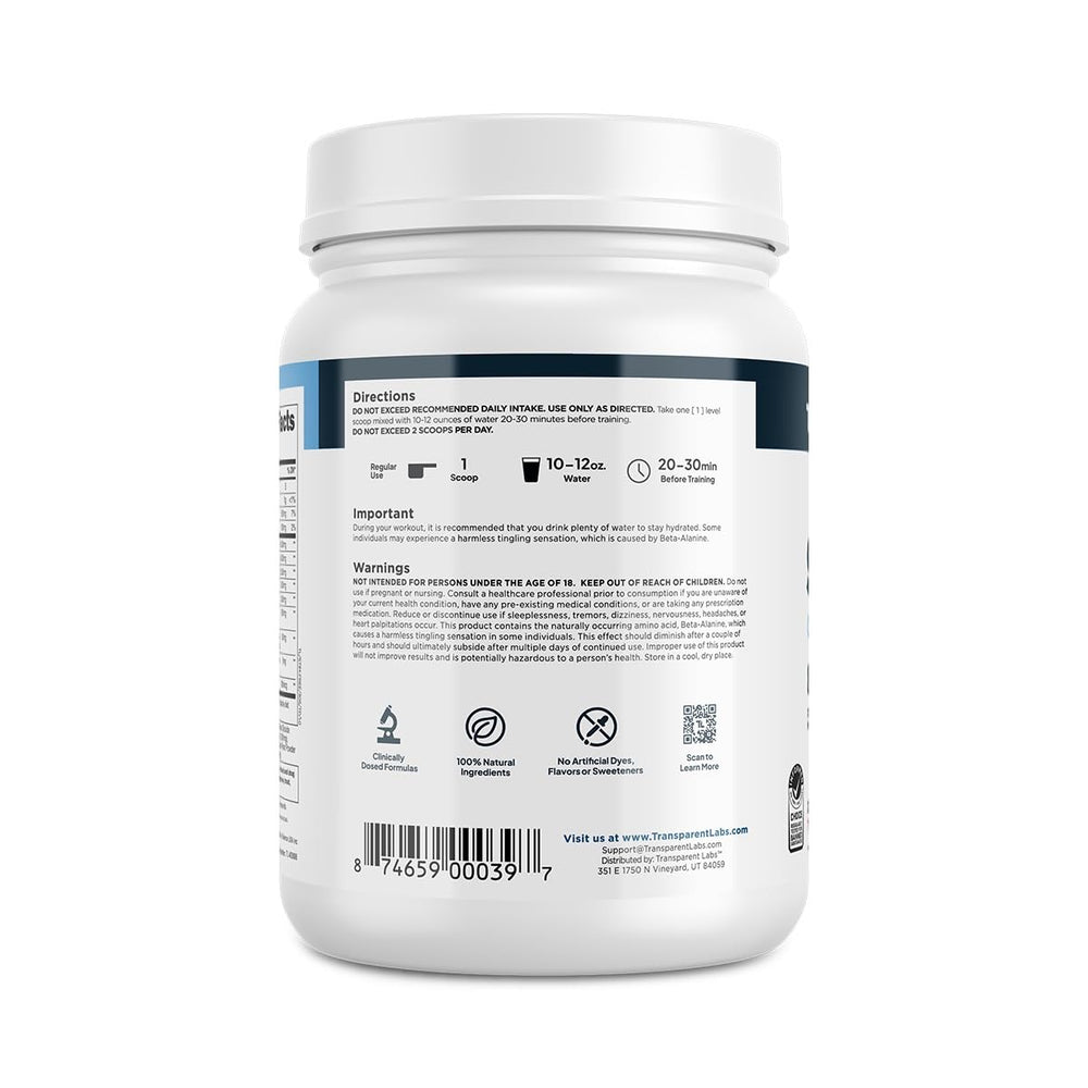 Ingredient-list close-up features citrulline malate and beta-alanine components
