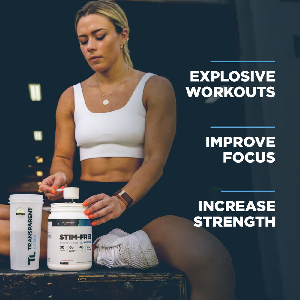 Transparent Labs Stim-Free Pre-Workout label demonstrates transparent ingredient disclosure.