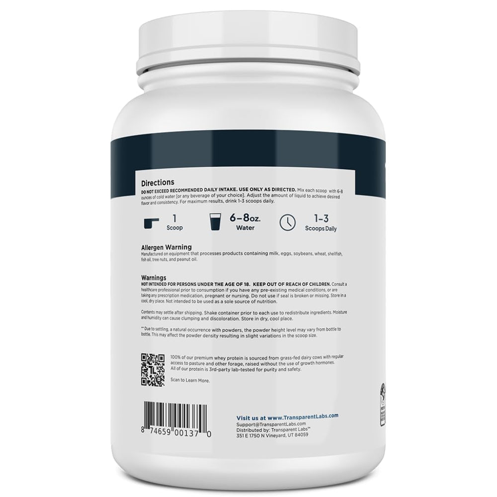 Transparent Labs 30 servings packaging displayed for consistent protein support.