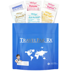 TravelPakRx Travel Essentials Kit box showing six travel meds for convenience