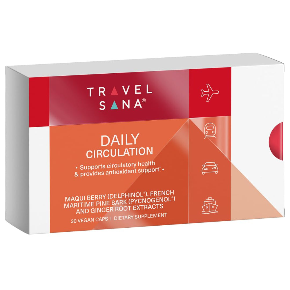 TRAVELSANA Daily Circulation Maqui Berry bottle with antioxidant support for vascular health
