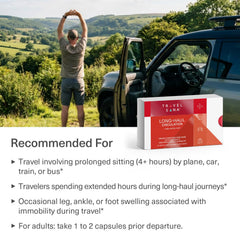 TRAVELSANA Vein health legs-comfort showcases leg comfort during extended sitting.