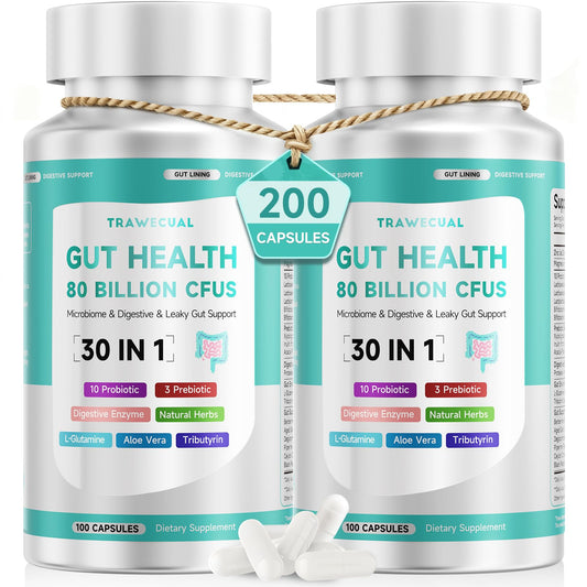 Trawecual 2-pack bottle showing value and long shelf life for daily gut support