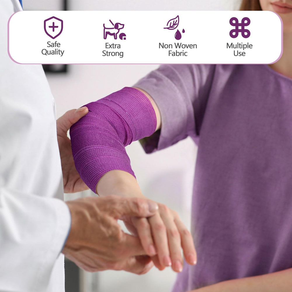 Treela purple bandage wrap helps protect pets during activity.