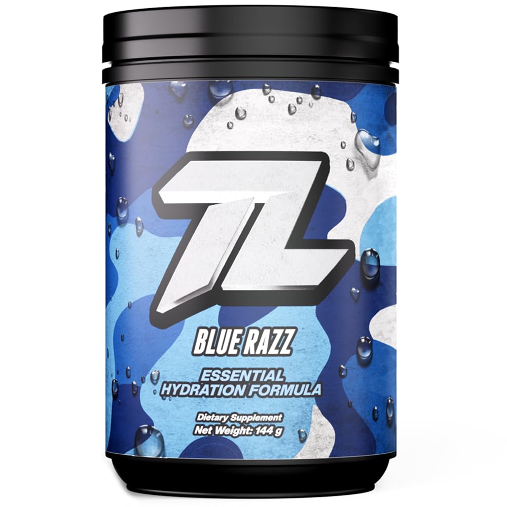 Treigning Lab Blue Razz bottle demonstrates sugar-free hydration benefits.