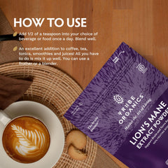 TRIBE ORGANICS Lion's Mane water-extraction emphasizes green chemistry purity.