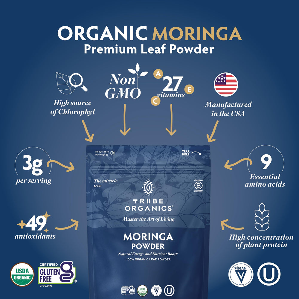 TRIBE ORGANICS Moringa Powder supports focus and mental clarity