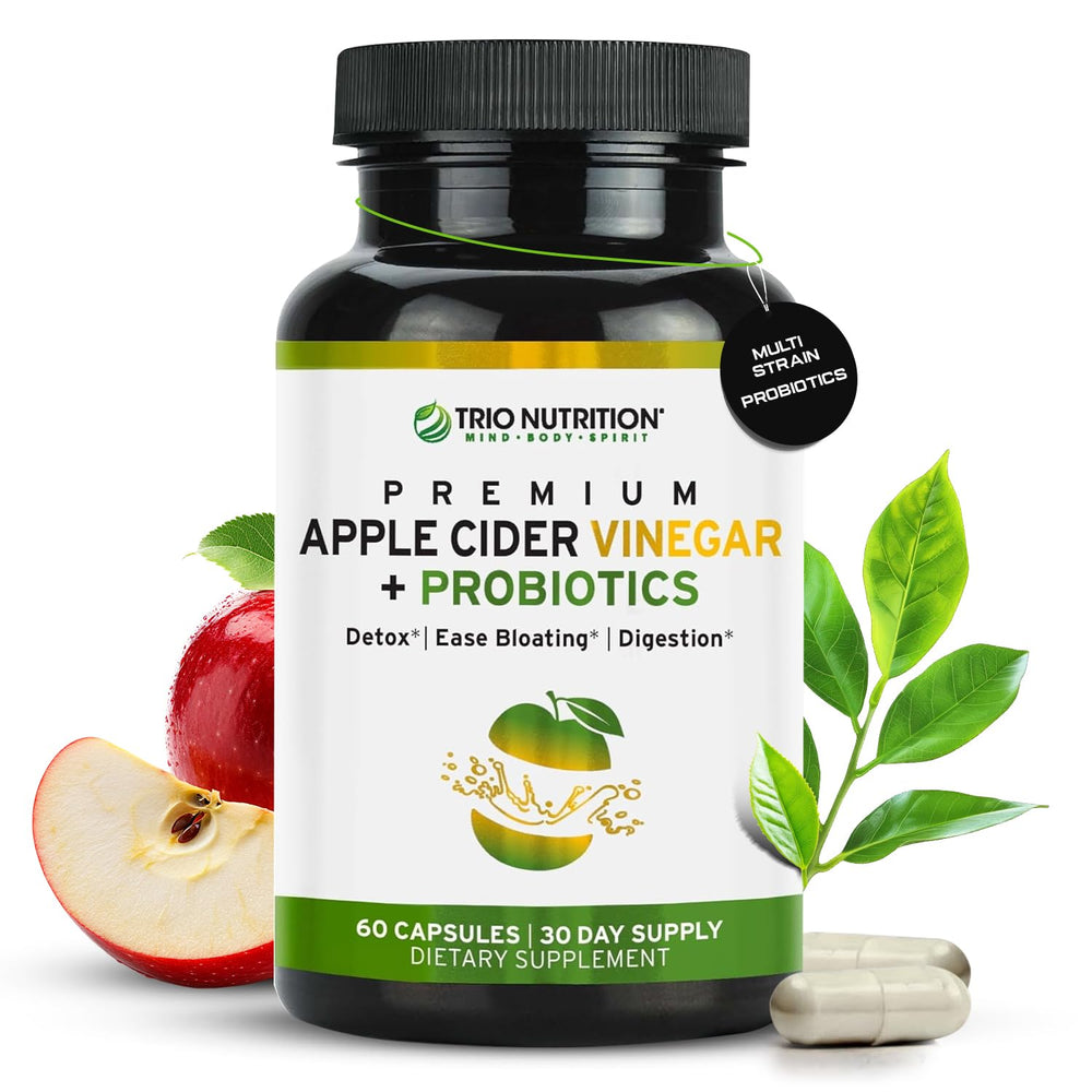 TRIO NUTRITION Apple Cider Vinegar Capsules bottle shown for gut support and ease of use