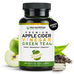 TRIO NUTRITION Apple Cider Vinegar Green Tea bottle supports daily wellness.