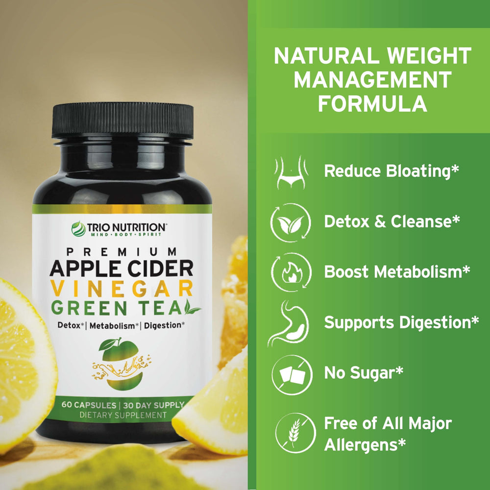 TRIO NUTRITION immune-support scene suggests balanced gut health.