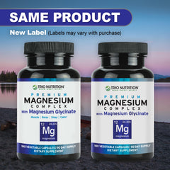 TRIO NUTRITION Magnesium Complex in a serene bedtime setup.