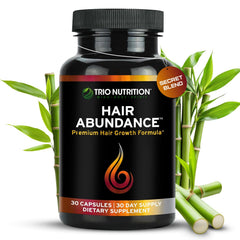 TRIO NUTRITION Hair Abundance bottle for convenient daily hair, skin, and nails support.