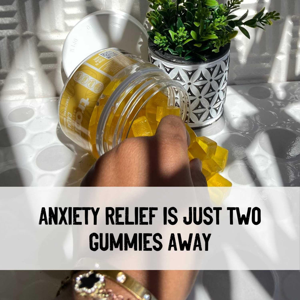 Troomy Reishi Calm gummies packaging displayed for 60-count jar.