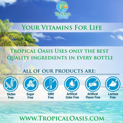 Tropical Oasis 32 servings packaging showing bottle label