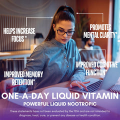 Tropical Oasis Brain Power label closeup highlights vegan, gluten-free, non-GMO formulation.