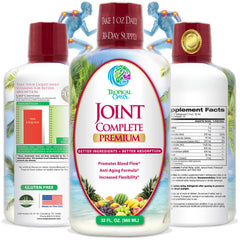 Tropical Oasis Joint Complete bottle showing the liquid formula for joint support