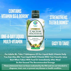 Tropical Oasis liquid calcium magnesium citrate pour showing easy daily dosing.