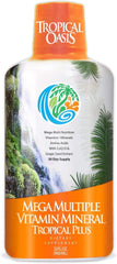 Tropical Oasis Mega Plus bottle front shows packaging for daily nutrient support.