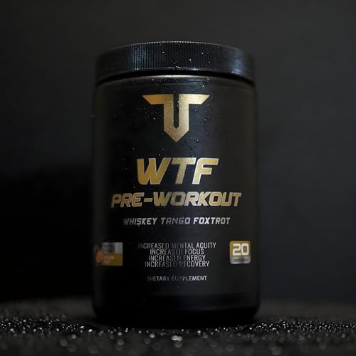 Troponin WTF Pre-Workout Strawberry Lemonade bottle on gym bench showing flavor.