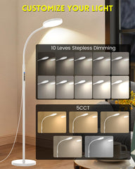 TroupePal Light Therapy Lamp shows adjustable gooseneck for flexible desk positioning