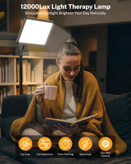 TroupePal full-spectrum 12000 lux lamp delivers UV-free brightness for overcast days.